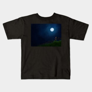 girl in a field (night) Kids T-Shirt